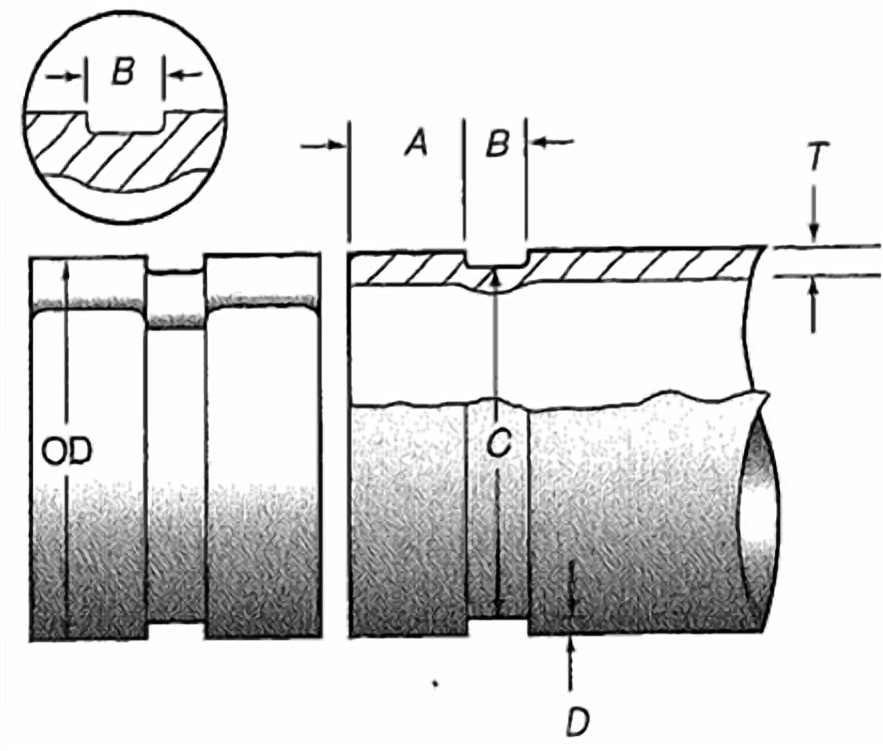 Groove-end seamless pipe for coupling connections