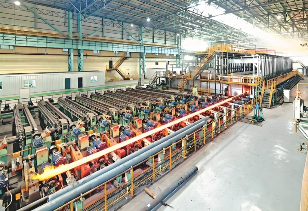 Seamless steel pipe continuous rolling mill line in operation