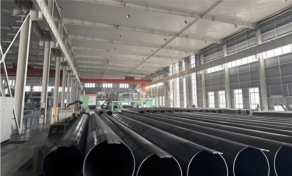 LSAW longitudinal submerged-arc welded steel pipe in production