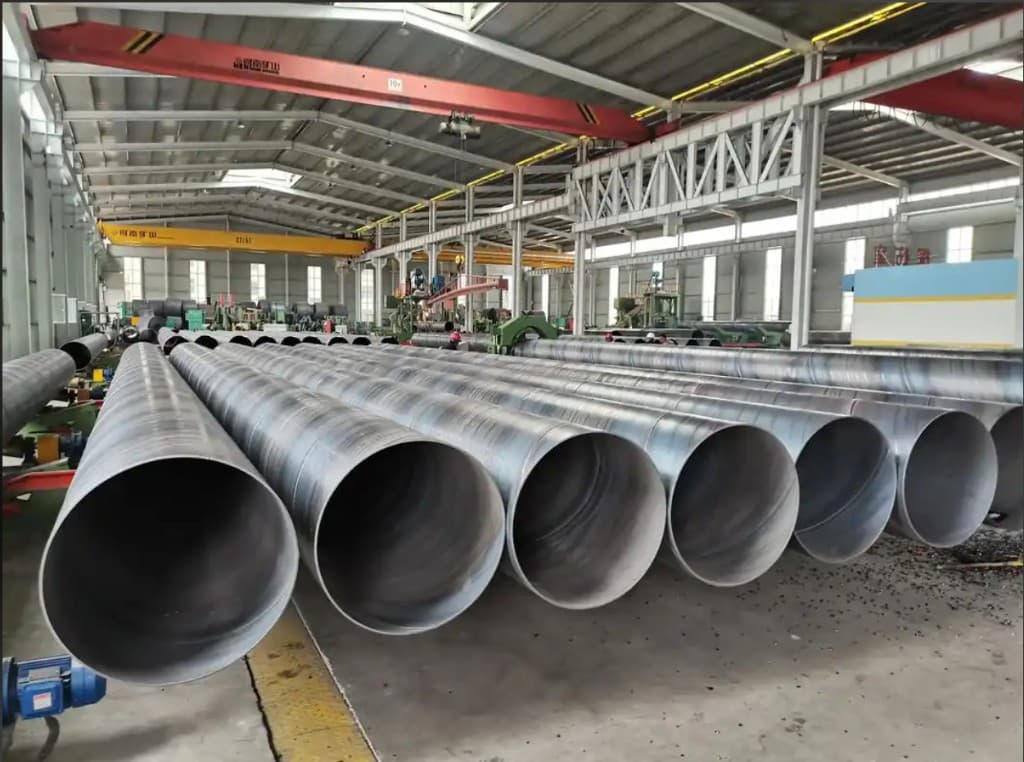 SSAW spiral submerged-arc welded steel pipe in production